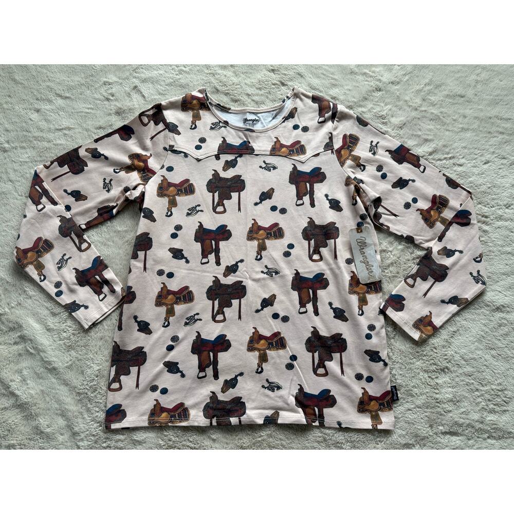 Wrangler Girls Saddle Print Long Sleeve Shirt XL NWT